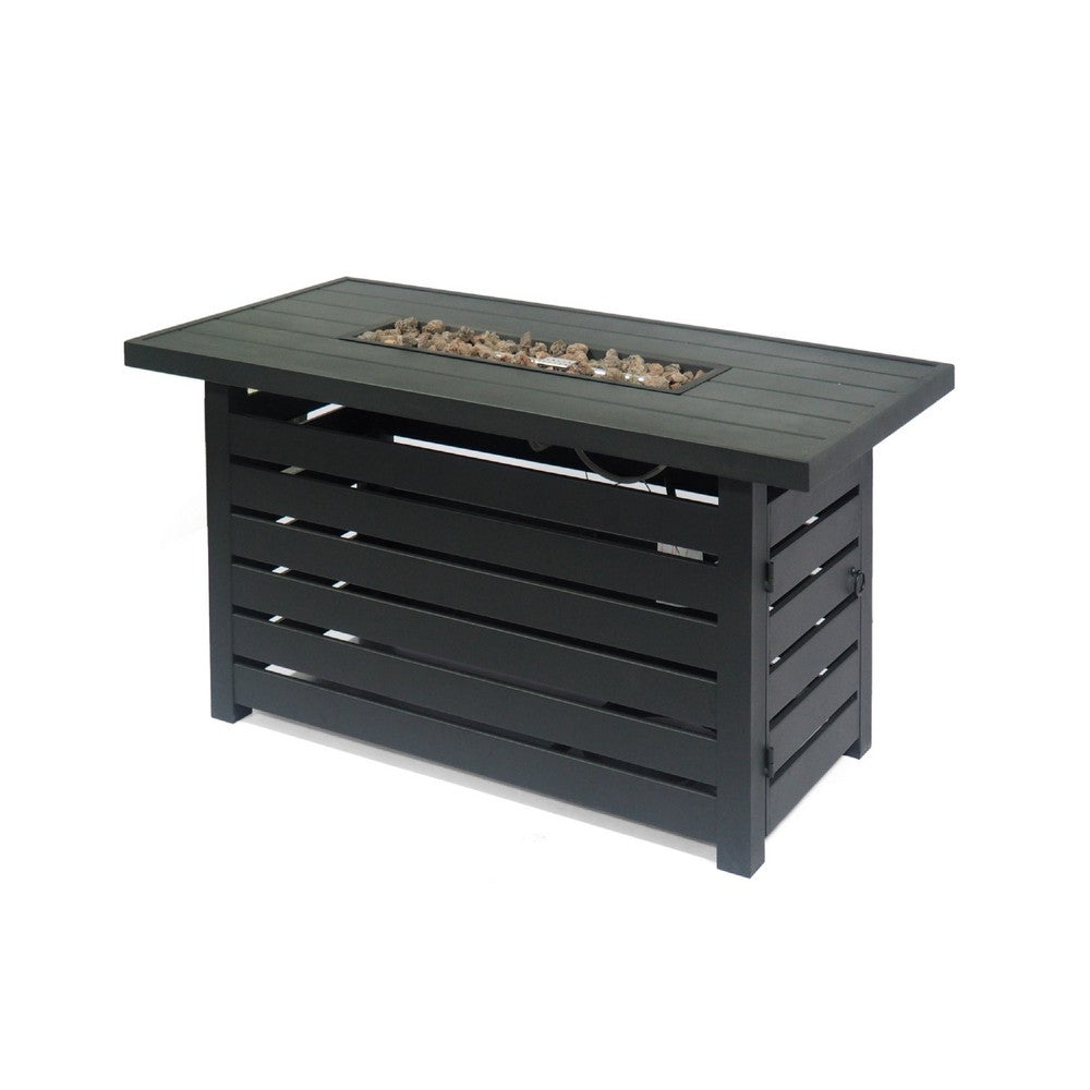 Outdoor Fire Pit | Black Iron | Inner Propane Gas Tank Storage | 47"
