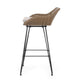 Outdoor Barstool Chair Set of 2 | Beige Fabric | Brown Rattan | Black