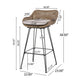 Outdoor Barstool Chair Set of 2 | Beige Fabric | Brown Rattan | Black