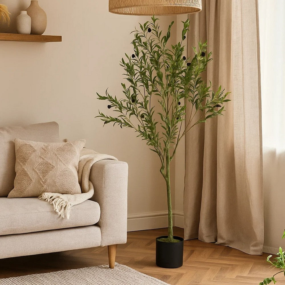 Vina Artificial Olive Tree, Realistic Green Silk Leaves, 59"