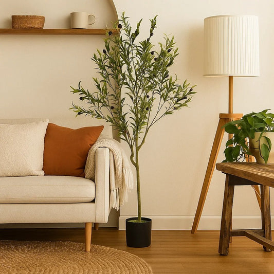 Vina Artificial Olive Tree, Realistic Green Silk Leaves, 59"