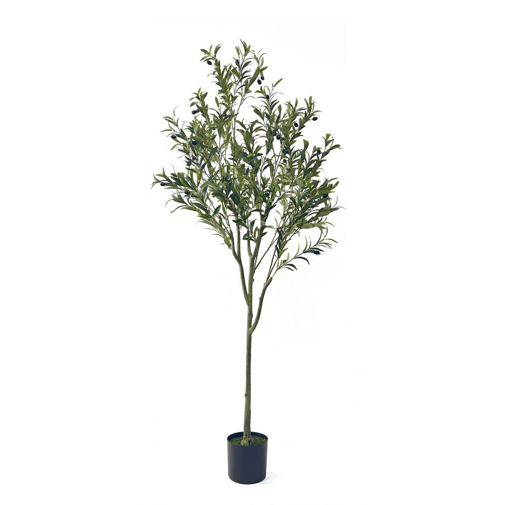 Vina Artificial Olive Tree, Realistic Green Silk Leaves, 71"