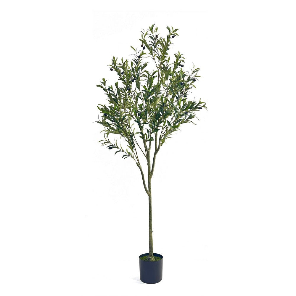 Vina Artificial Olive Tree, Realistic Green Silk Leaves, 71"