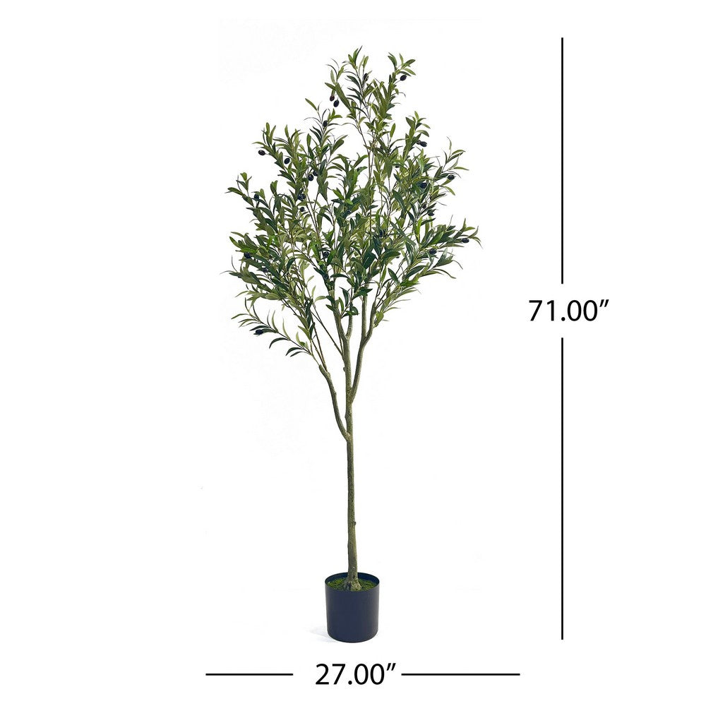 Vina Artificial Olive Tree, Realistic Green Silk Leaves, 71"