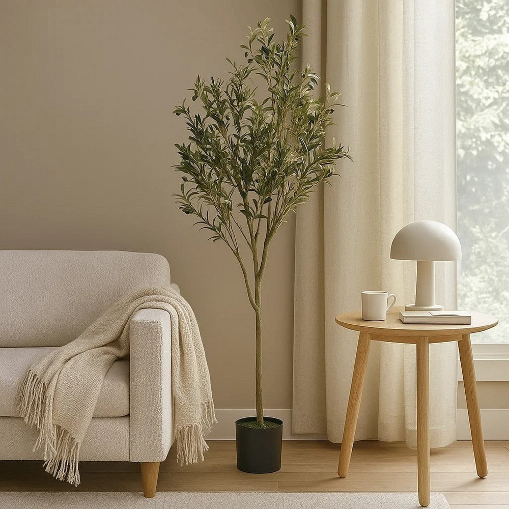 Vina Artificial Olive Tree, Realistic Green Silk Leaves, 71"