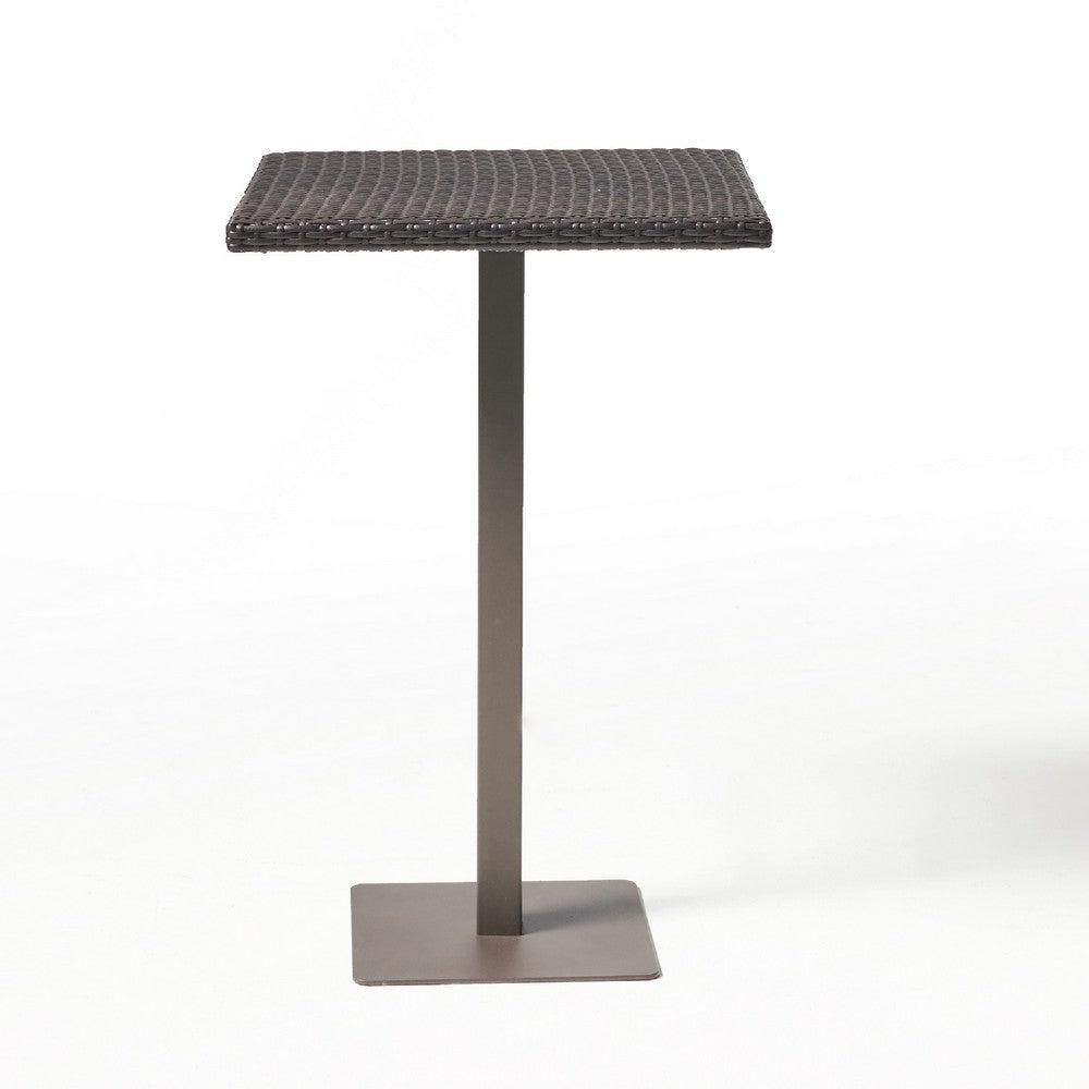 Outdoor Square Bar Table | Brown Multi Rattan | Metal Frame