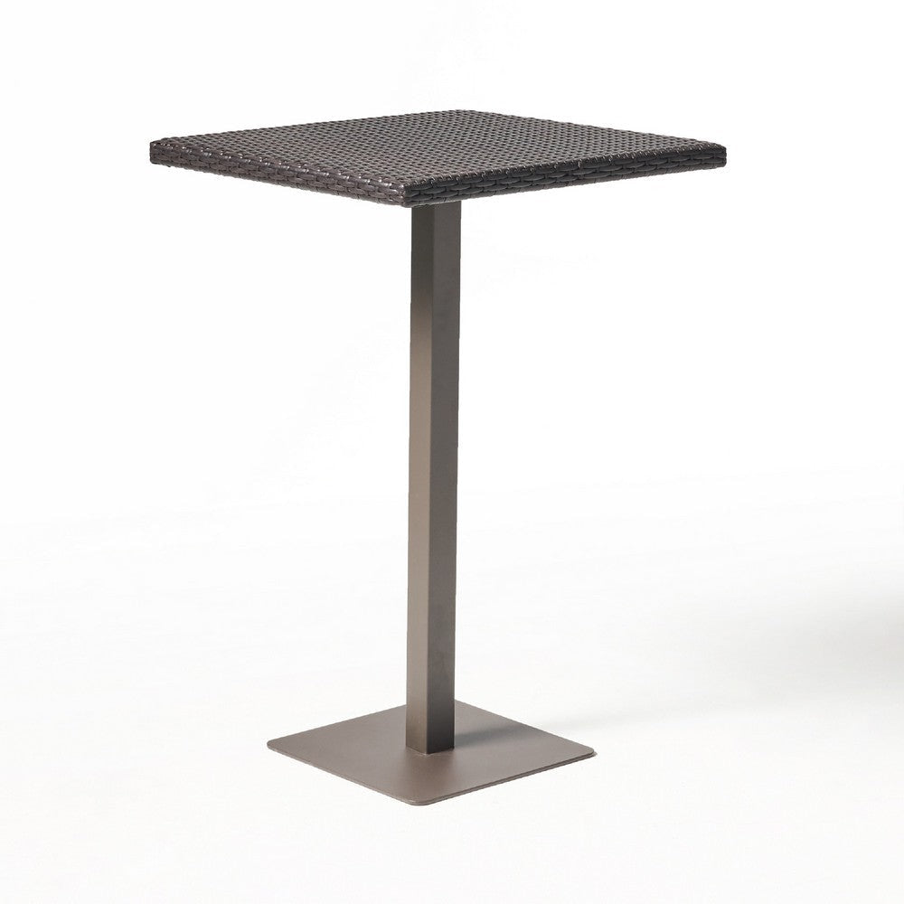 Outdoor Square Bar Table | Brown Multi Rattan | Metal Frame