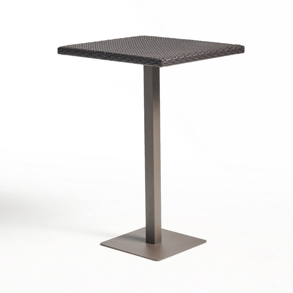 Outdoor Square Bar Table | Brown Multi Rattan | Metal Frame