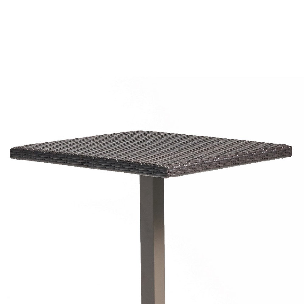 Outdoor Square Bar Table | Brown Multi Rattan | Metal Frame