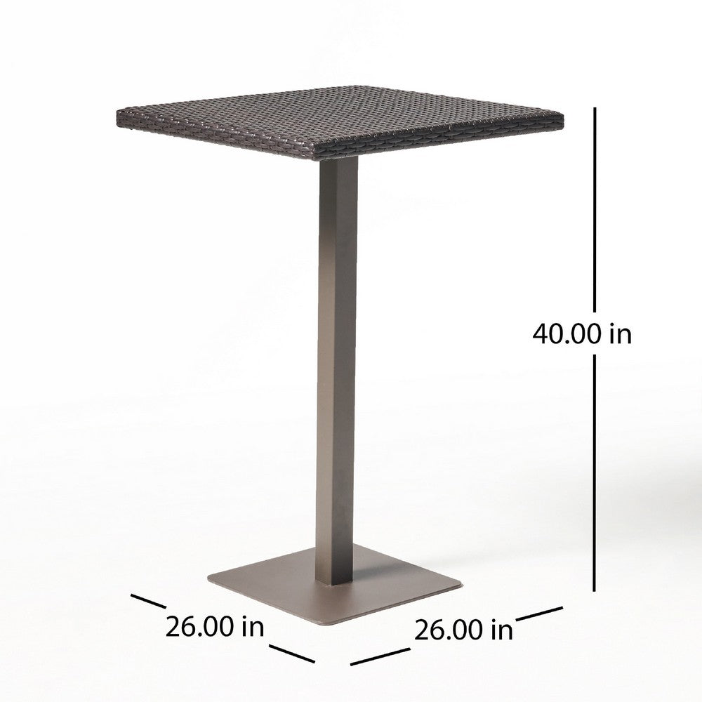 Outdoor Square Bar Table | Brown Multi Rattan | Metal Frame