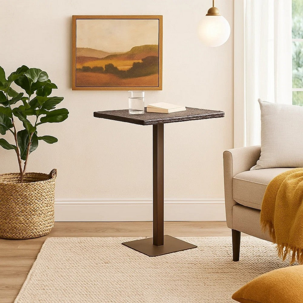 Outdoor Square Bar Table | Brown Multi Rattan | Metal Frame