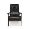 Accent Armchair | Tufted Matte Black Faux Leather | Brown Wood Frame BM335470