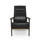 Accent Armchair | Tufted Matte Black Faux Leather | Brown Wood Frame BM335470