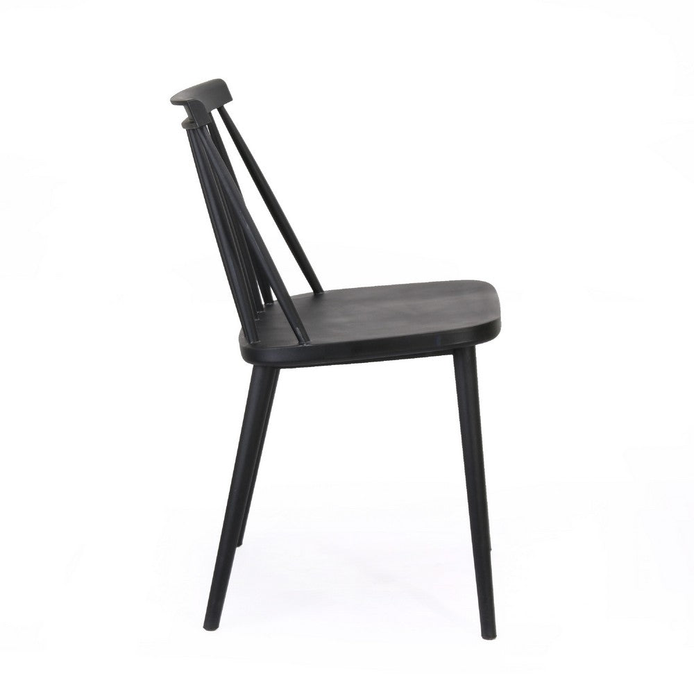 Dining Side Chair Set of 2 | Black Polypropylene | Spindle Backrest