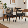 Dining Side Chair Set of 2 | Black Polypropylene | Spindle Backrest