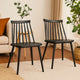Dining Side Chair Set of 2 | Black Polypropylene | Spindle Backrest