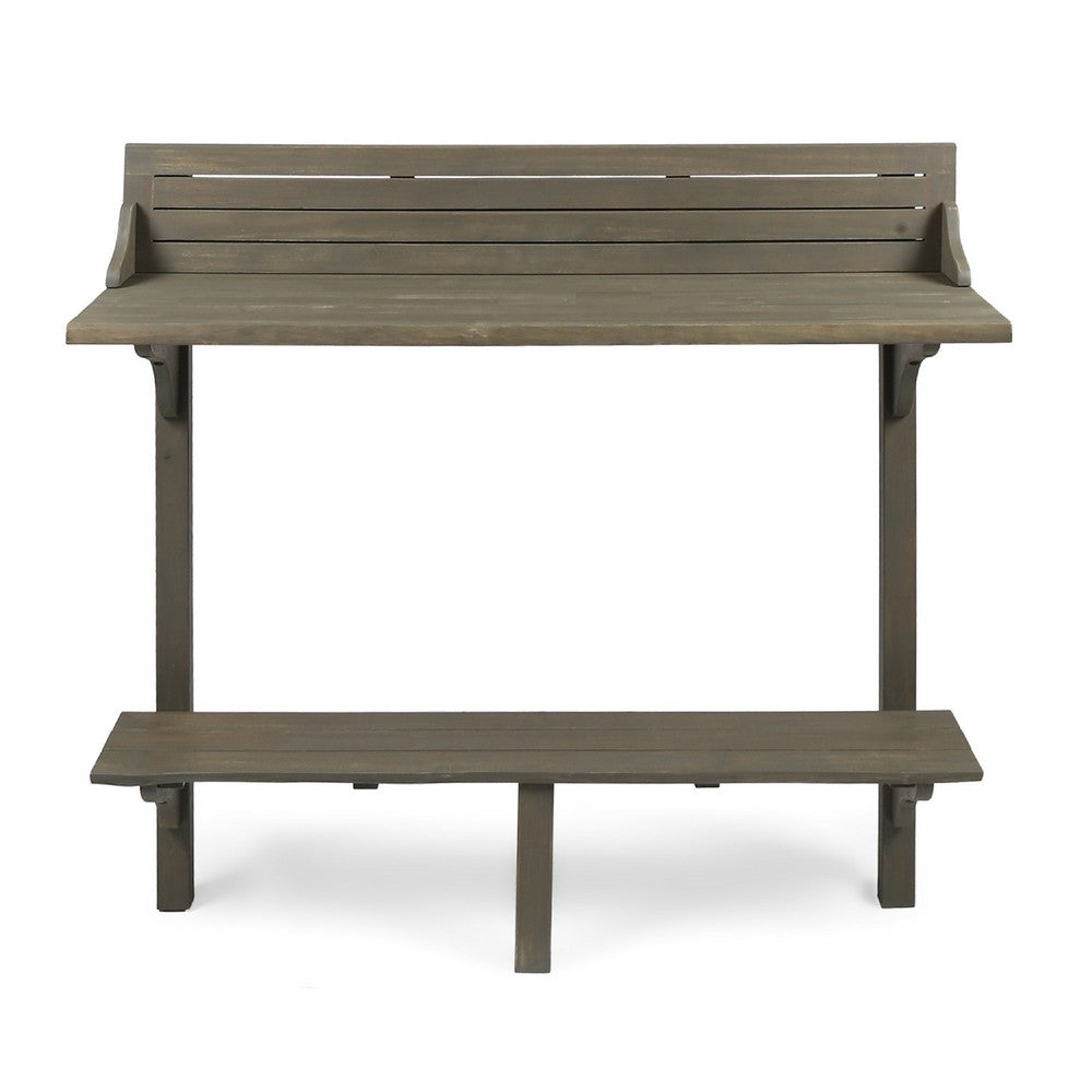 Outdoor Balcony Bar Table, Slim Design Gray Wood Frame, 50"