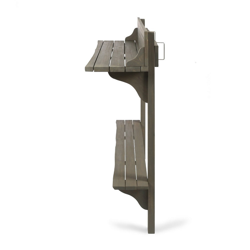 Outdoor Balcony Bar Table, Slim Design Gray Wood Frame, 50"