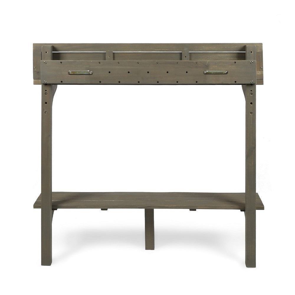 Outdoor Balcony Bar Table, Slim Design Gray Wood Frame, 50"