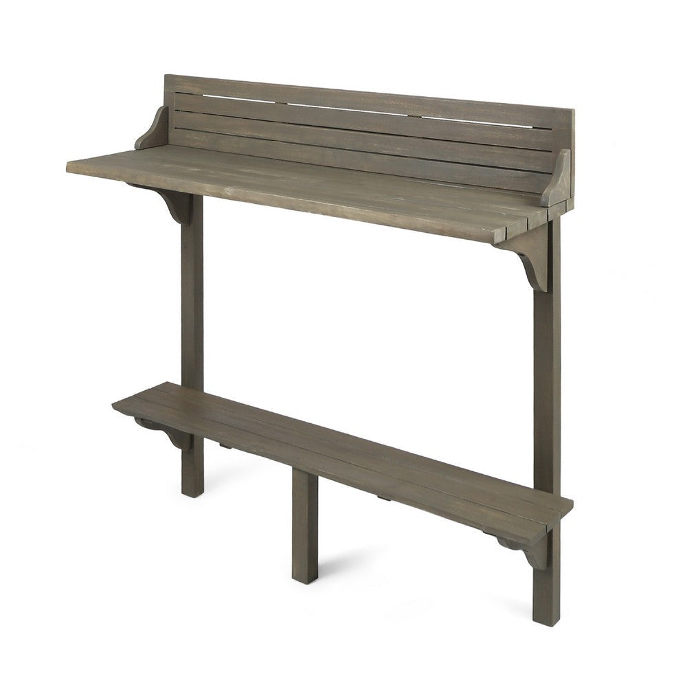 Outdoor Balcony Bar Table, Slim Design Gray Wood Frame, 50"