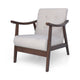 Accent Armchair | Soft Button Tufted Beige Fabric | Dark Brown Wood