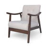 Accent Armchair | Soft Button Tufted Beige Fabric | Dark Brown Wood