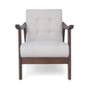 Accent Armchair | Soft Button Tufted Beige Fabric | Dark Brown Wood