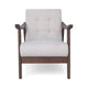 Accent Armchair | Soft Button Tufted Beige Fabric | Dark Brown Wood