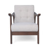 Accent Armchair | Soft Button Tufted Beige Fabric | Dark Brown Wood BM335473