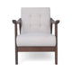 Accent Armchair | Soft Button Tufted Beige Fabric | Dark Brown Wood BM335473