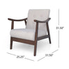 Accent Armchair | Soft Button Tufted Beige Fabric | Dark Brown Wood