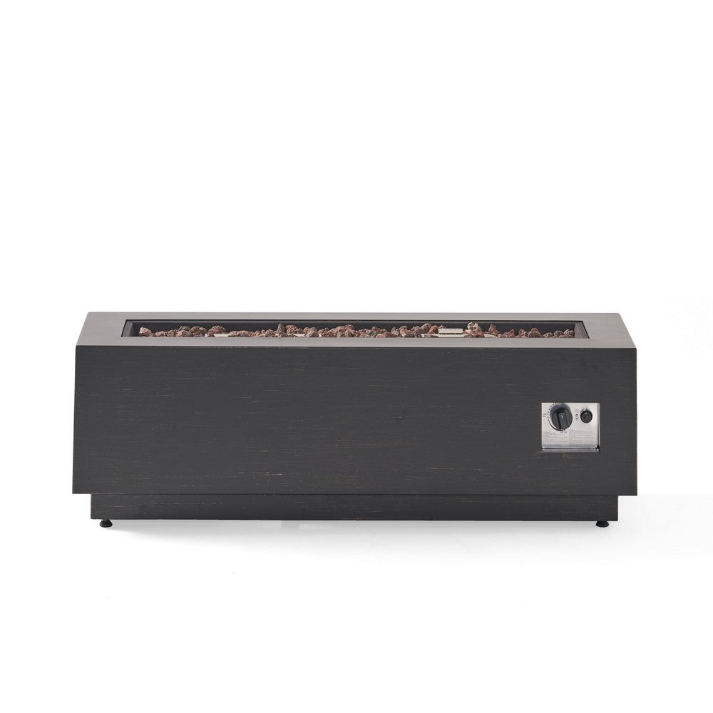 Outdoor Fire Pit | Dark Brown | Gold Iron Frame Rectangular 48"