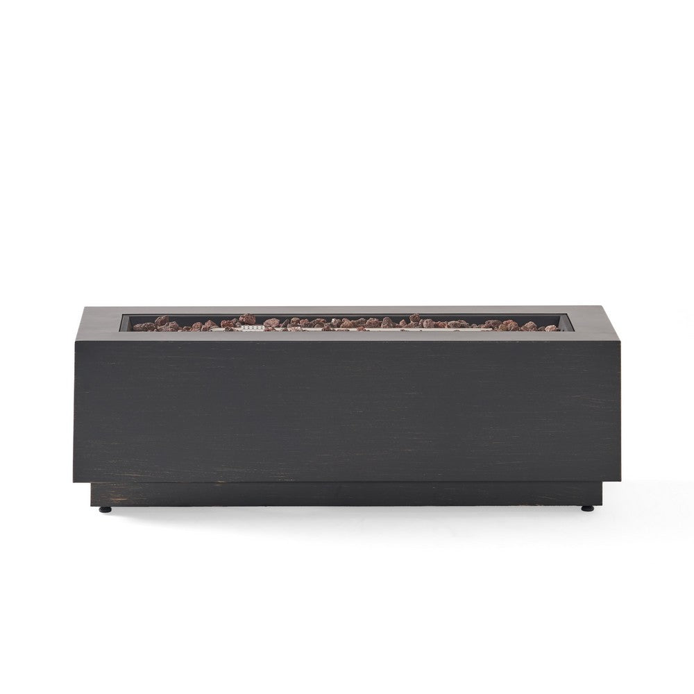 Outdoor Fire Pit | Dark Brown | Gold Iron Frame Rectangular 48"