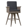 Outdoor Barstool Chair, Gray Black Wicker Rattan, Polyester Cushions