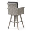 Outdoor Barstool Chair, Gray Black Wicker Rattan, Polyester Cushions