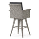Outdoor Barstool Chair, Gray Black Wicker Rattan, Polyester Cushions