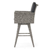 Outdoor Barstool Chair, Gray Black Wicker Rattan, Polyester Cushions