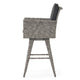 Outdoor Barstool Chair, Gray Black Wicker Rattan, Polyester Cushions