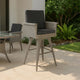 Outdoor Barstool Chair, Gray Black Wicker Rattan, Polyester Cushions