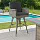 Outdoor Barstool Chair, Gray Black Wicker Rattan, Polyester Cushions