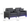 Iris Sofa with LED | USB Ports | Cupholders | Black Faux Leather 85’’ BM335477