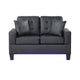 Iris Loveseat | 2 Pillows | LED | USB Ports | Black Faux Leather | 56’’ BM335478