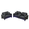 Iris Sofa and Loveseat Set LED USB Cupholders | Black Faux Leather BM335479