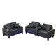 Iris Sofa and Loveseat Set LED USB Cupholders | Black Faux Leather BM335479