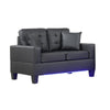 Iris Sofa and Loveseat Set LED USB Cupholders | Black Faux Leather BM335479