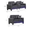 Iris Sofa and Loveseat Set LED USB Cupholders | Black Faux Leather BM335479