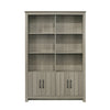 Nena Bookcase with 6 Shelves and 4 Cabinet Doors | Gray Wood 71’’ BM335480