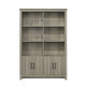 Nena Bookcase with 6 Shelves and 4 Cabinet Doors | Gray Wood 71’’ BM335480