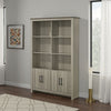 Nena Bookcase with 6 Shelves and 4 Cabinet Doors | Gray Wood 71"