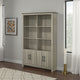 Nena Bookcase with 6 Shelves and 4 Cabinet Doors | Gray Wood 71"